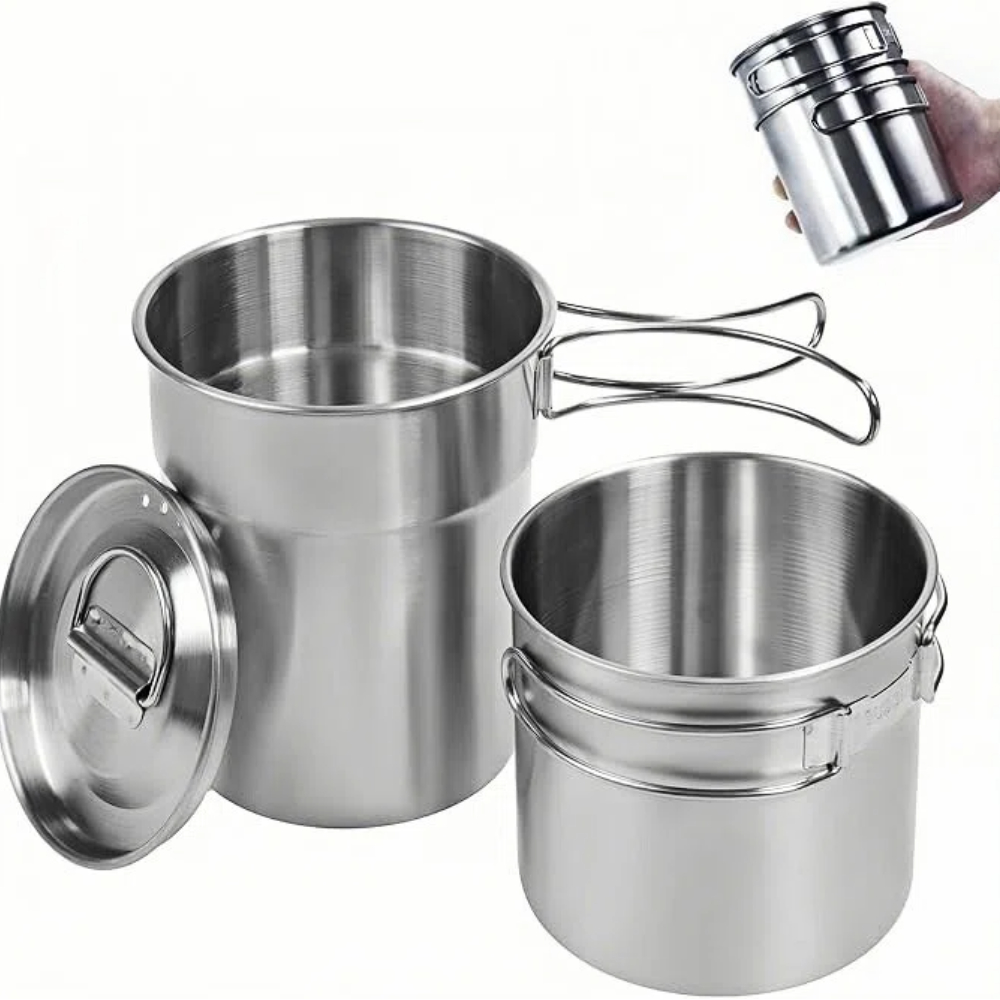 Camp Cooking Set - Tazas plegables para acampar, ollas para