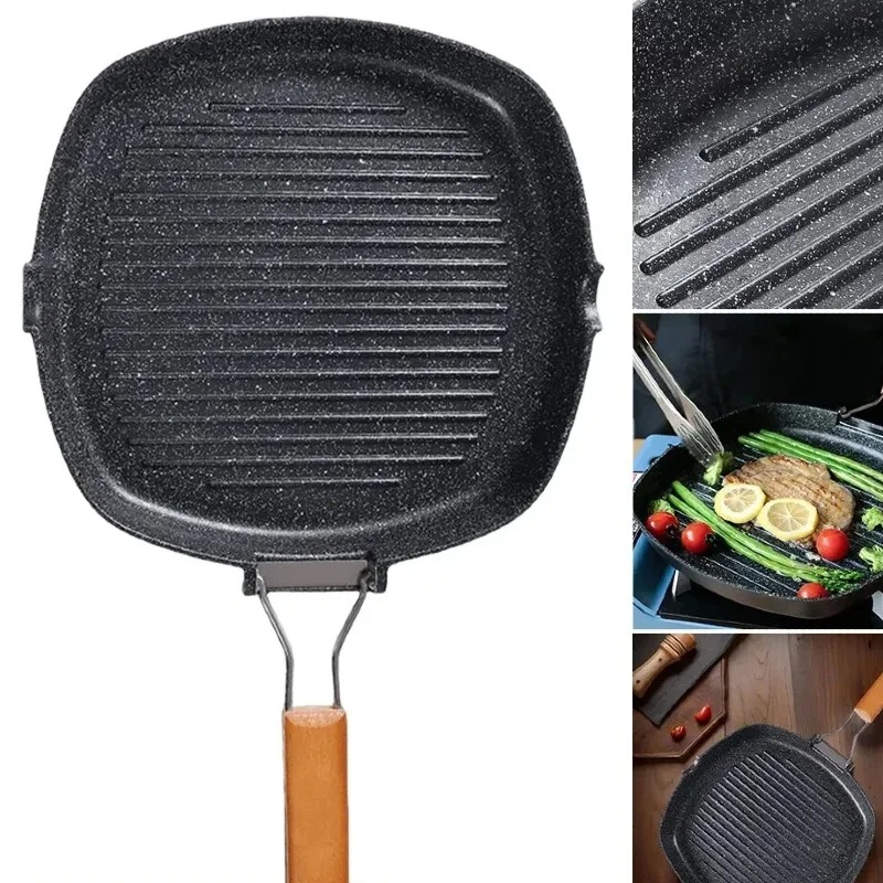 Outdoor Camping Griddle - Sartén cuadrada para asar carne con
