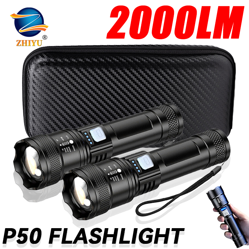 Outdoor Camping Decor - Linterna LED táctica de 2000LM, recargable
