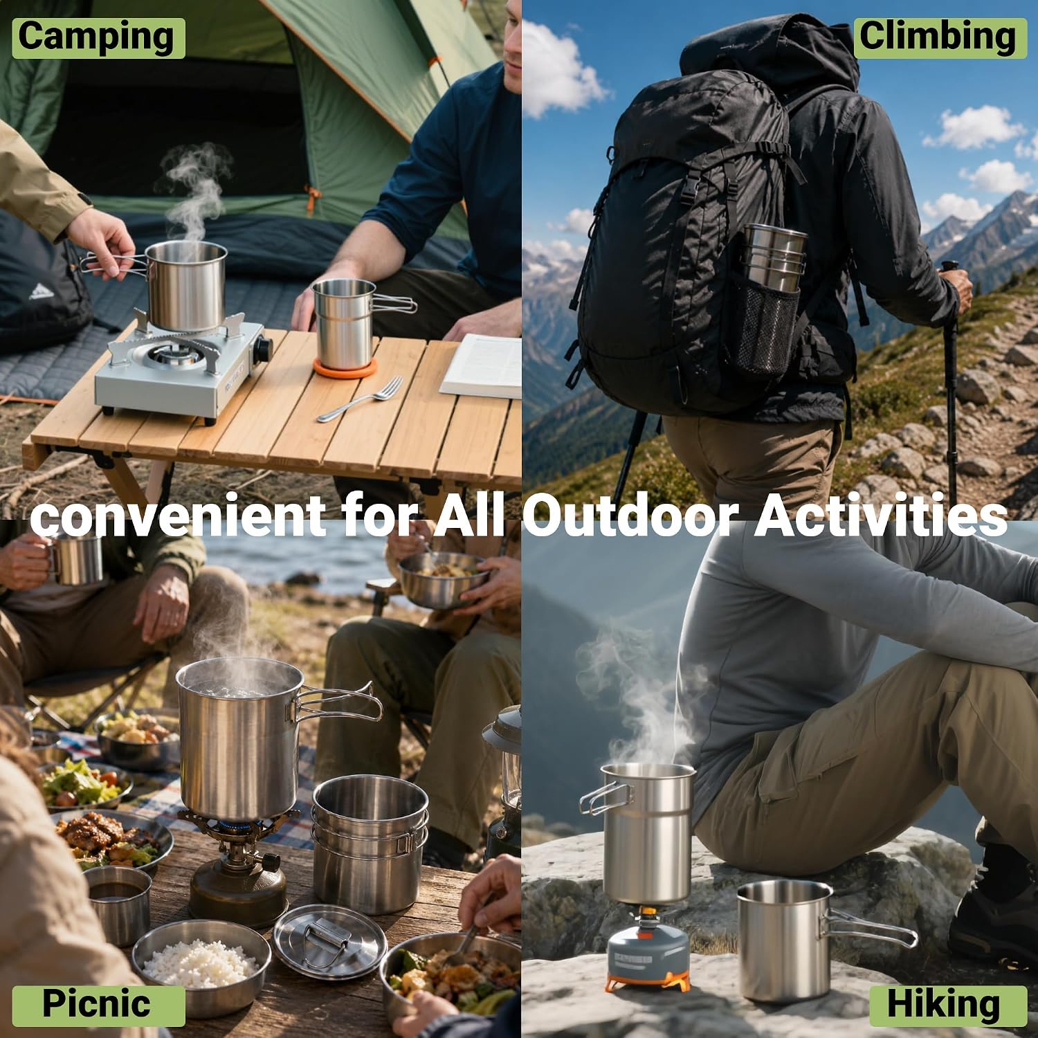Tazas plegables para acampar,  - Camp Cooking Set reseña y precio