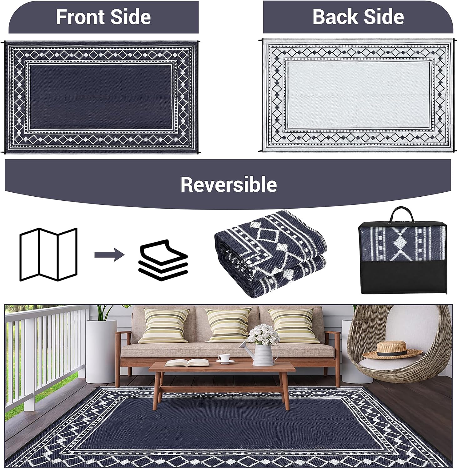 Alfombra de Plástico Impermeab - Outdoor Camping Rugs 9X18 reseña y precio
