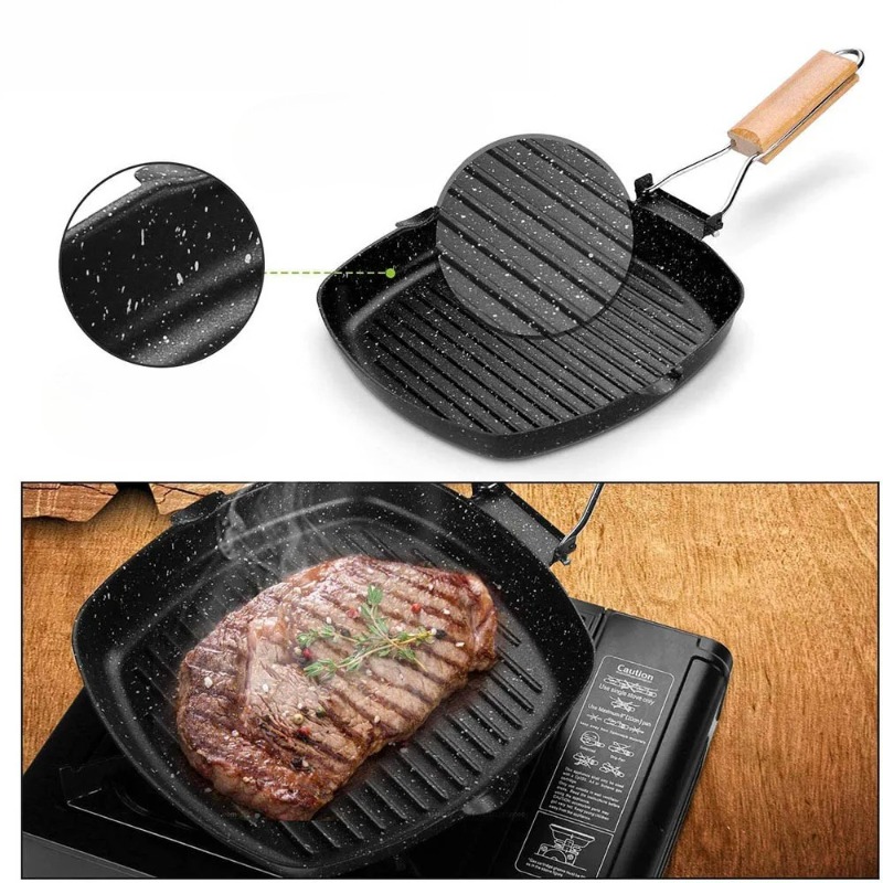 Sartén cuadrada para asar carn - Outdoor Camping Griddle reseña y precio